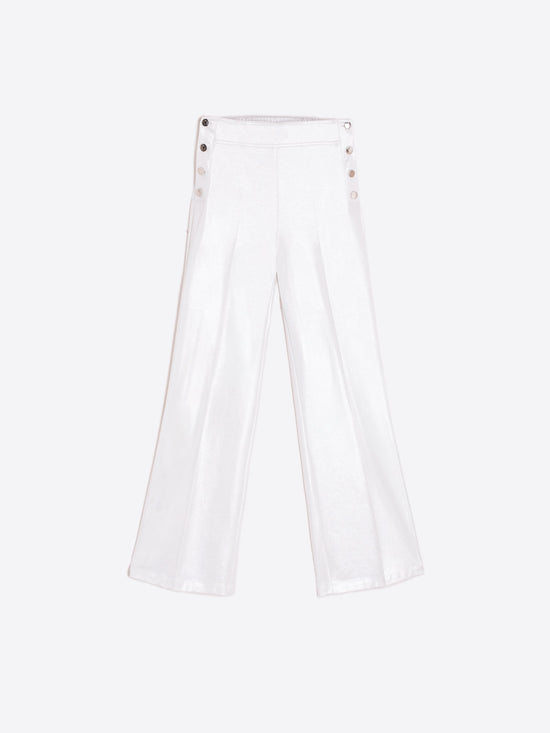 Vilagallo White Retro Trousers – Elegant White Pants with Side Button Detail – Nellie & Dove