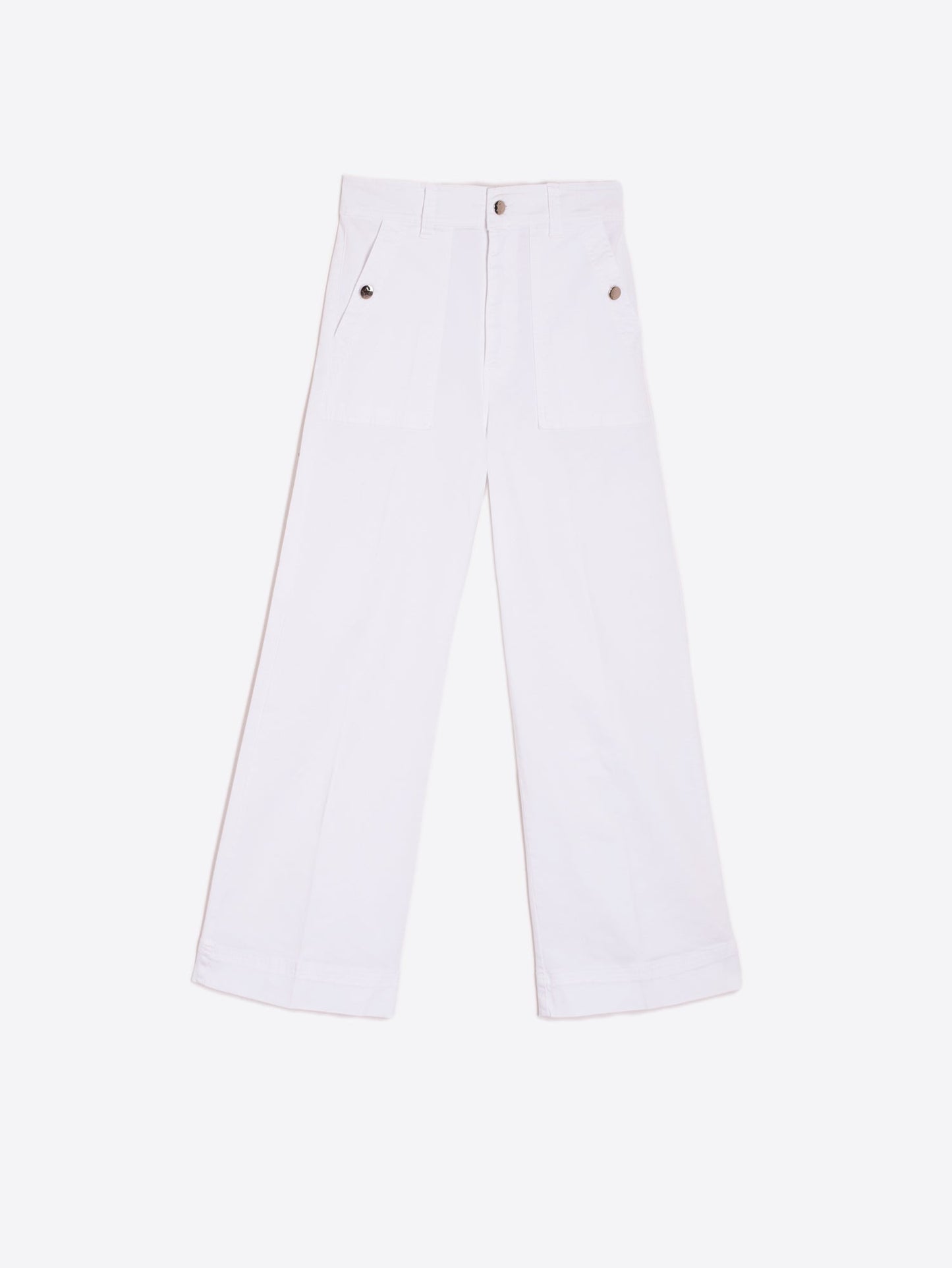 Vilagallo White Cropped Trousers – High-Waisted Wide-Leg Pants with Side Pockets – Nellie & Dove