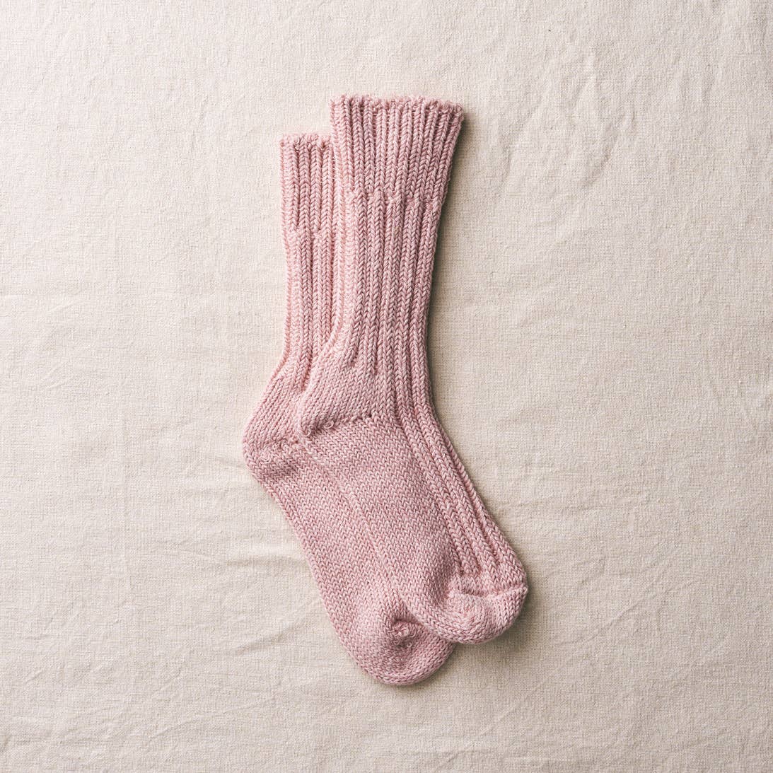 YAHAE Ladies Socks SIZE M (25-27 cm EU 40-44) Organic Cotton Low Gauge Socks: Pink in Medium