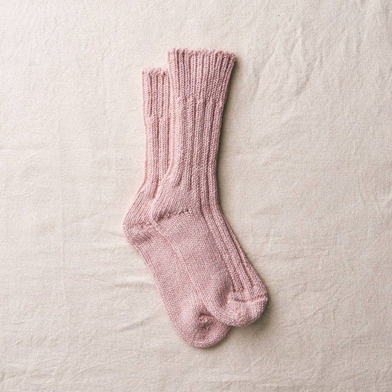 YAHAE Ladies Socks SIZE S (22.5-24.5 cm EU 35-39) Organic Cotton Low Gauge Socks: Pink in Small