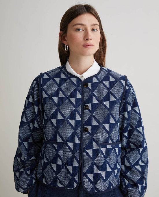 Yerse JACKET Romy Jacket in Indigo Geometry