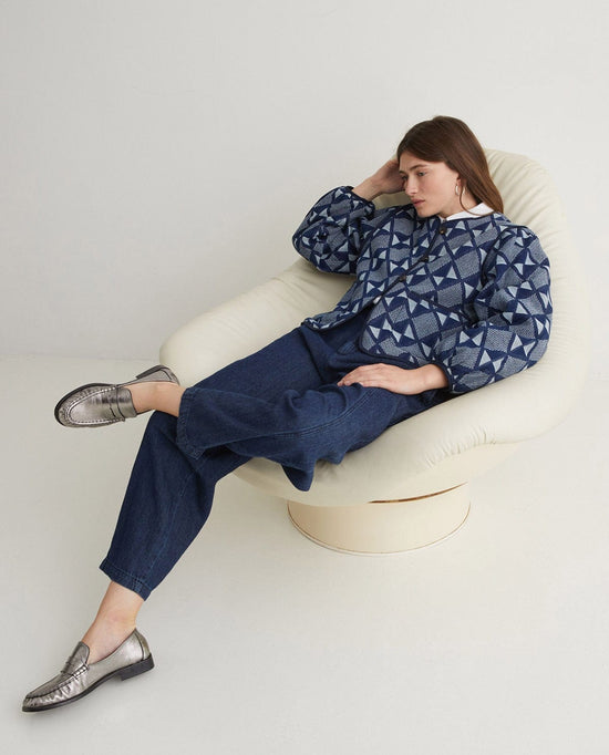 Yerse JACKET Romy Jacket in Indigo Geometry