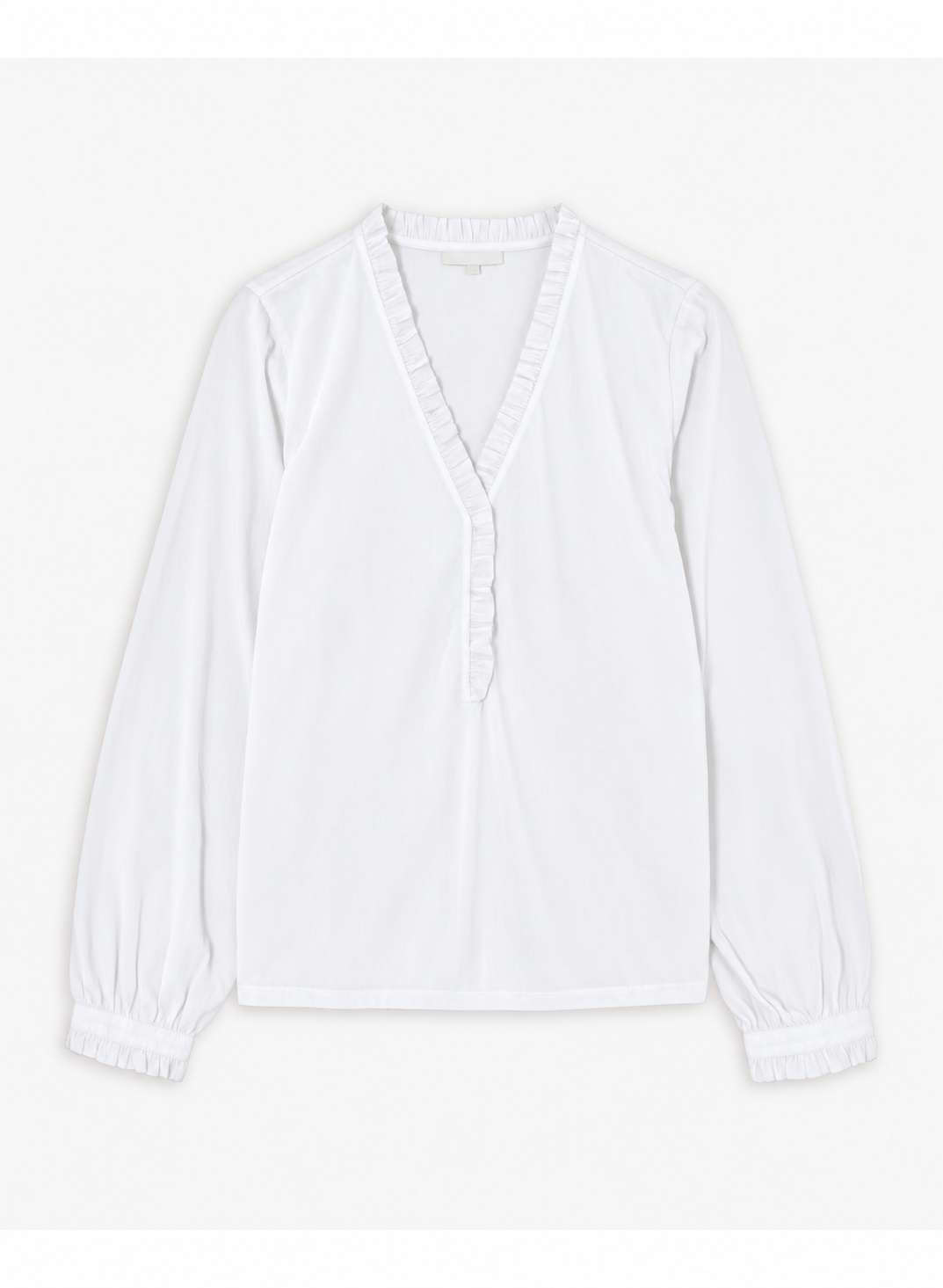 Yerse Tops The Elodie Frill-Trim Blouse in White