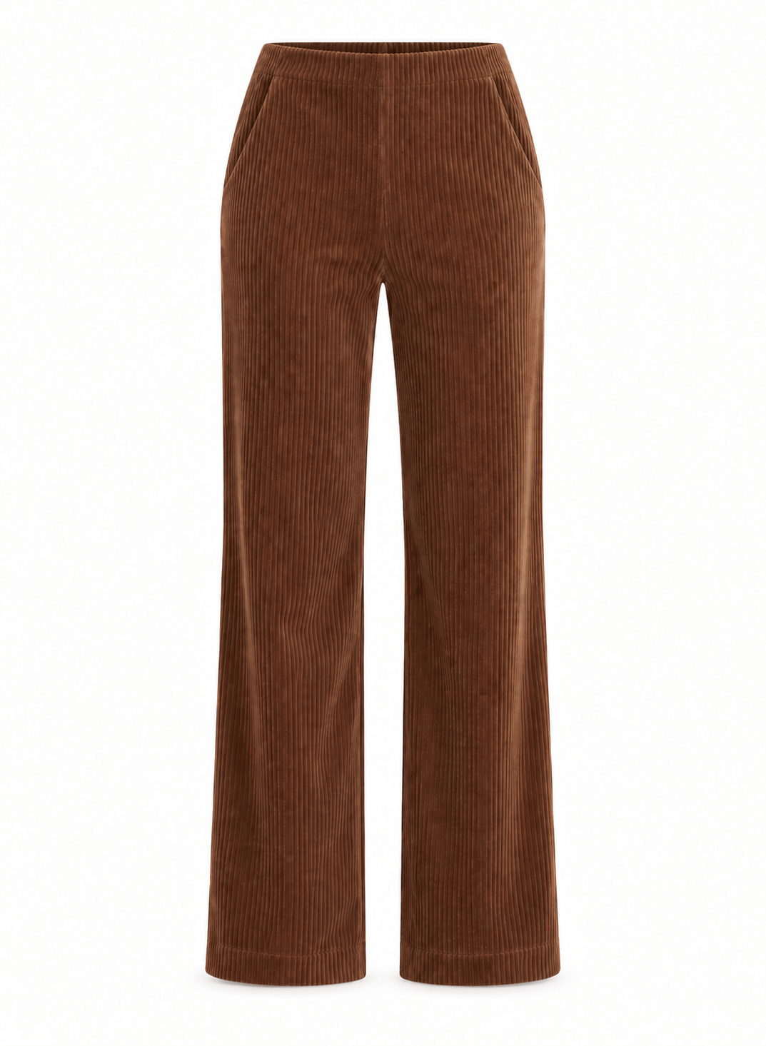 Yerse Trousers The Clara Wide-Leg Cord Trousers in Camel