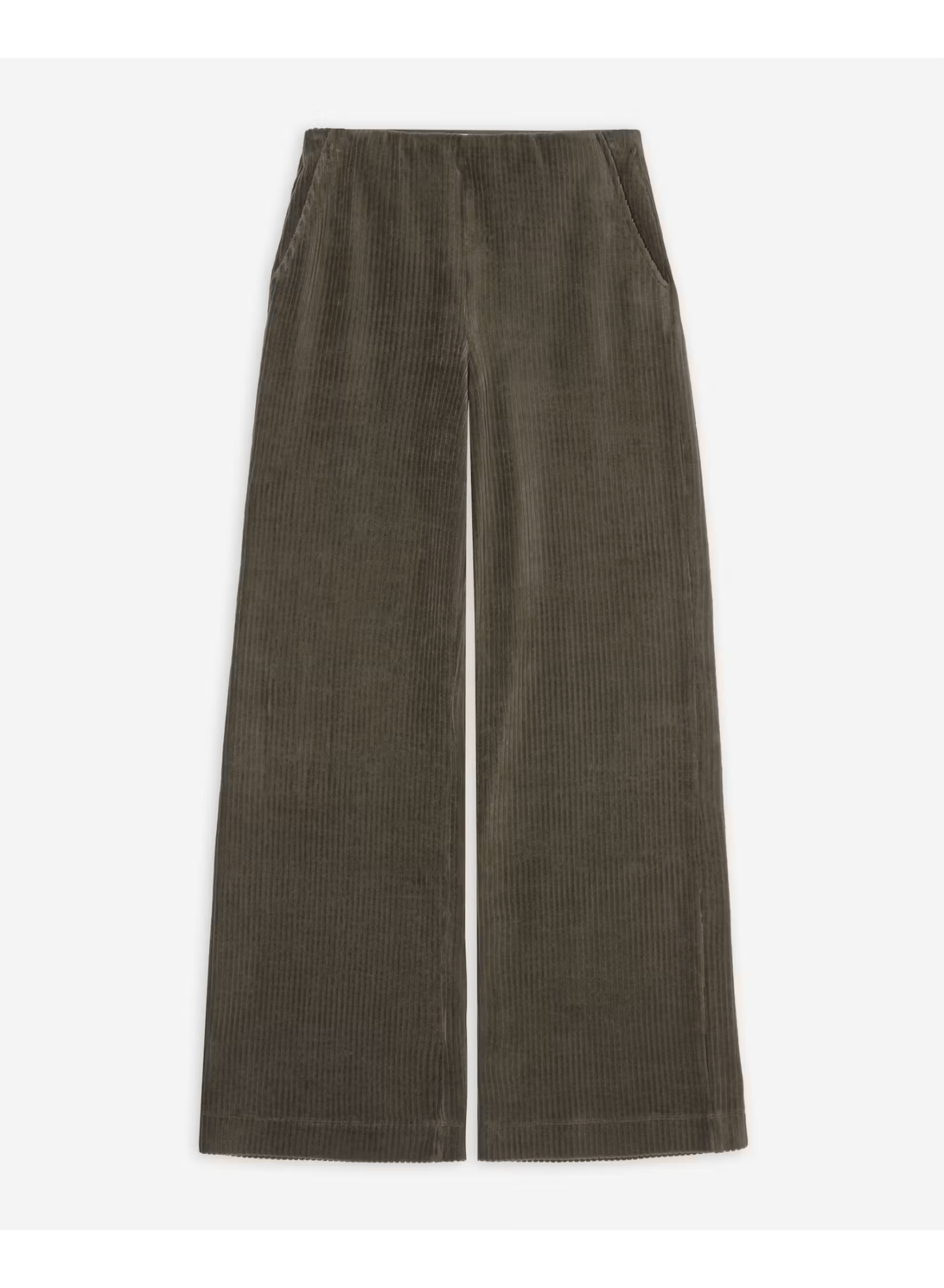 Yerse Trousers The Clara Wide-Leg Cord Trousers in Khaki