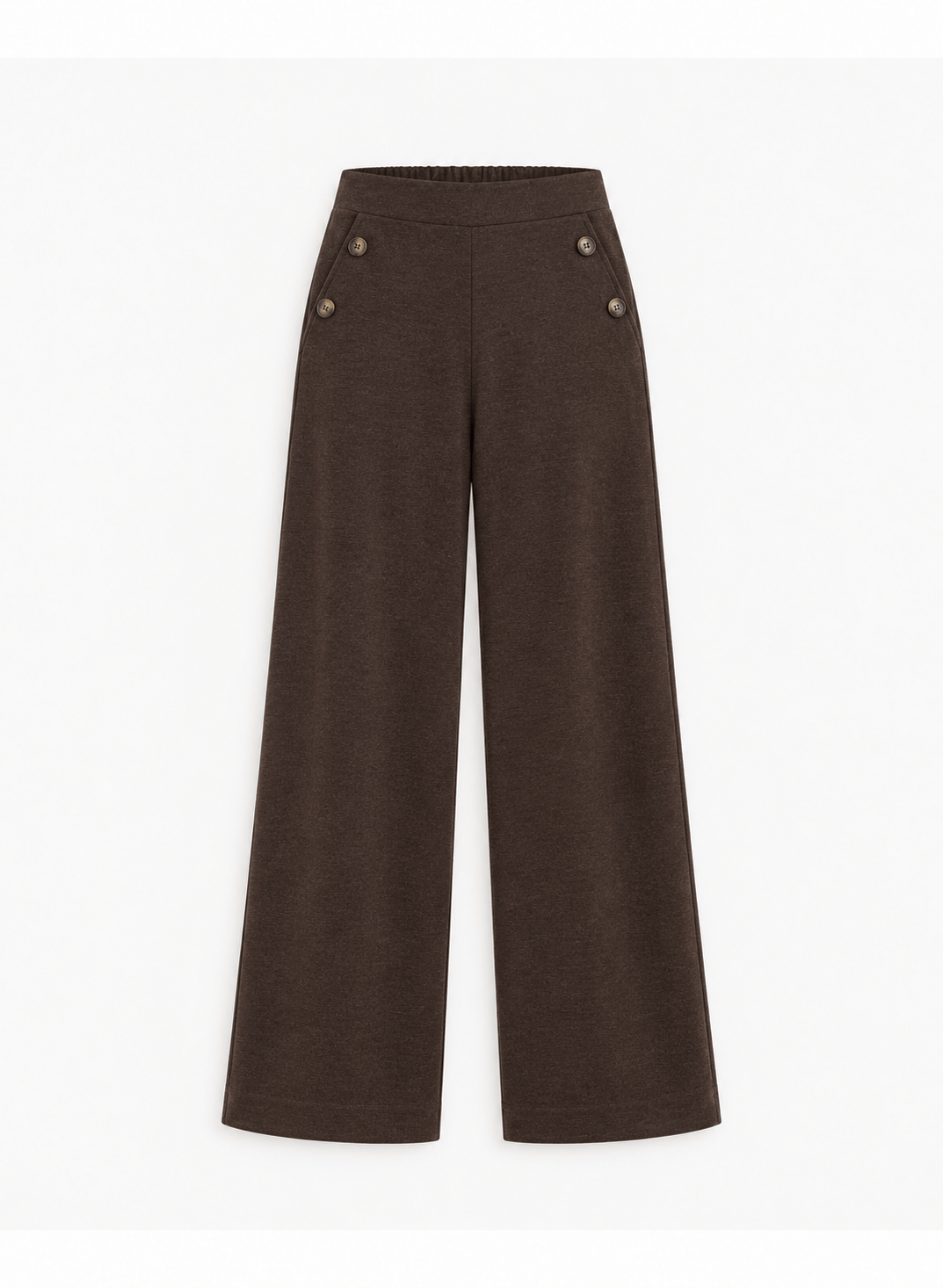 Yerse Trousers The Sloane Button-Detail Trousers in Chocolate