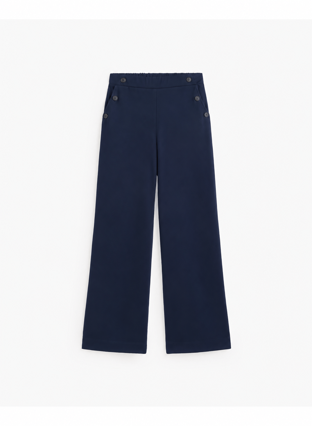 Yerse Trousers The Sloane Button-Detail Trousers in Navy