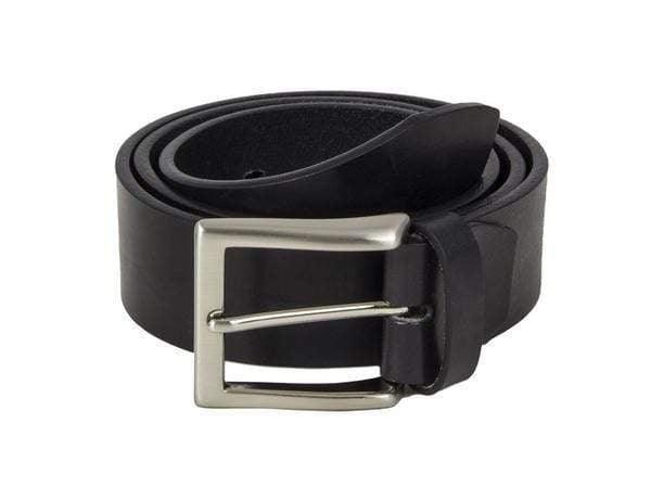 Solid Distressed Leather Belt in Black