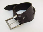 Solid Distressed Leather Belt in Dark Brown