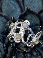 AZUNI LONDON Rings Thalia Small Silver Sculptural Ring in Labradorite