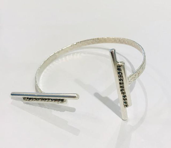 FL Private Collection Bracelets Silver & Hematite Bar Cuff