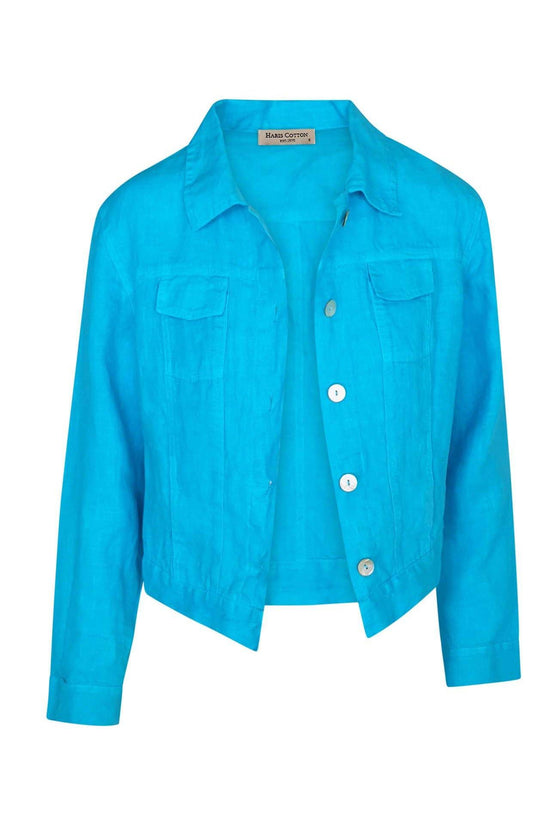 Haris Cotton Jackets Denim Jacket in Zante Blue Linen