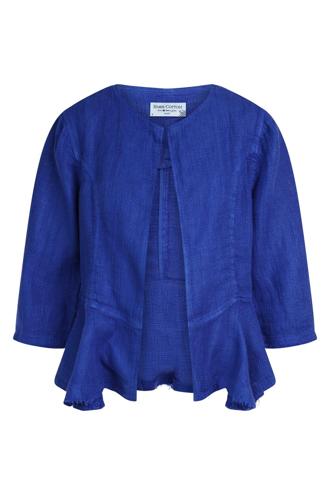 Haris Cotton Jackets Open Weave Jacket in Lapis Blue