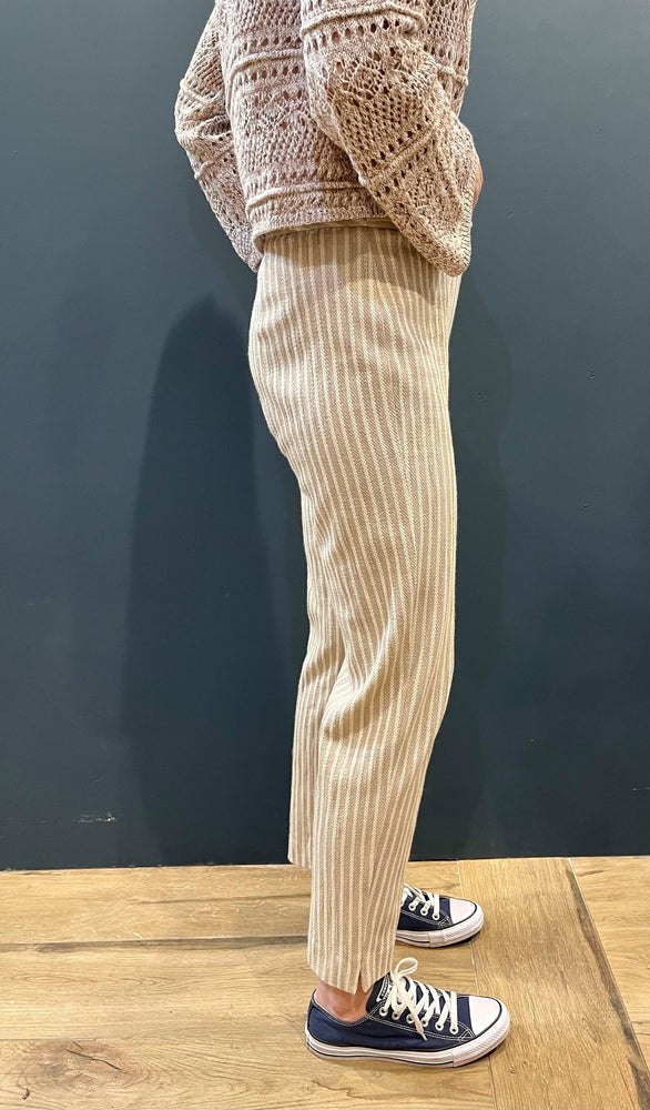 iBLUES Trousers Giunco Striped Jersey Trousers Oatmeal