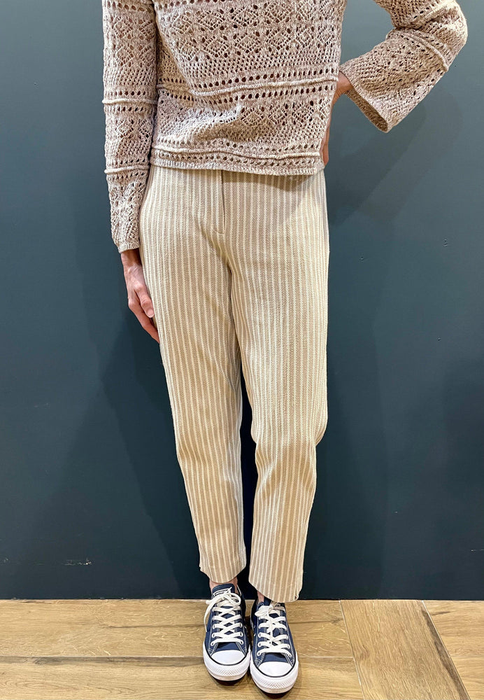 Giunco Striped Jersey Trousers Oatmeal