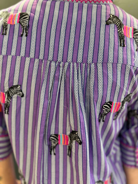 Nimo with Love Dresses Canna Lily Kaftan Zebra Violet Stripe