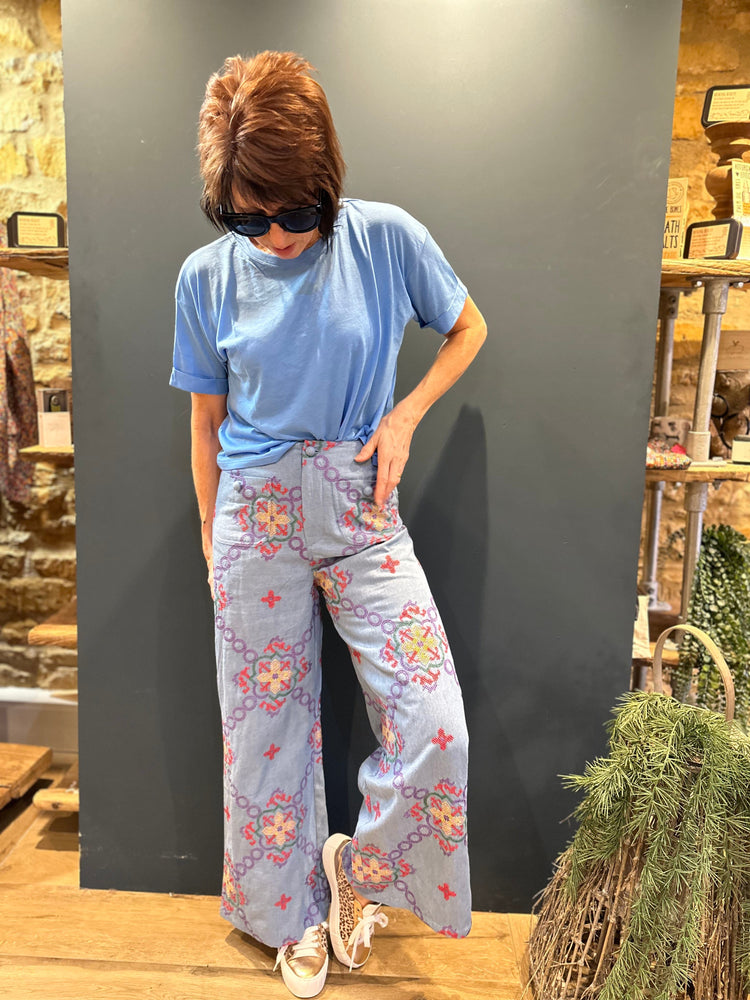 NOT SHY Trousers Embroidered Patch Pocket Flares