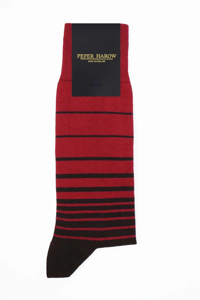Peper Harow Burgundy Retro Stripe Socks