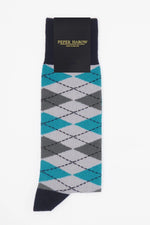 Peper Harow Grey Argyle Socks