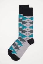 Peper Harow Grey Argyle Socks