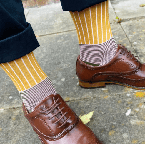 Peper Harow Mens Accessories Oxford Stripe in Mustard