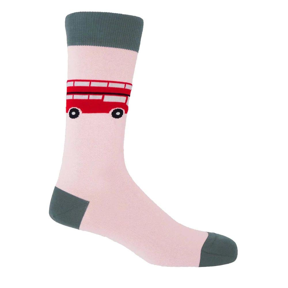 Peper Harow Mens Socks ONE SIZE London Bus Pink