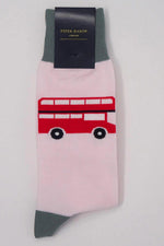 Peper Harow Mens Socks ONE SIZE London Bus Pink