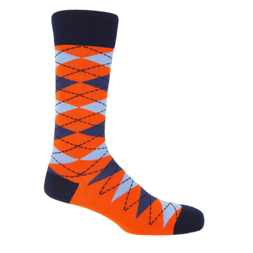 Peper Harow Orange Argyle Socks