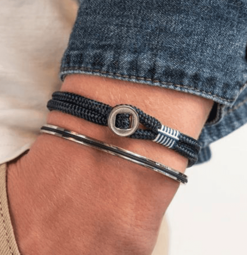 Pig and Hen Mens Accessories Don Dino Bracelet in Navy and Silver