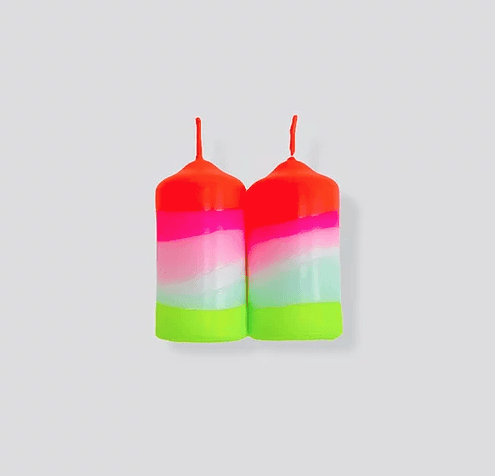 Dip Dye Neon Lollipop Twins Candles x 2
