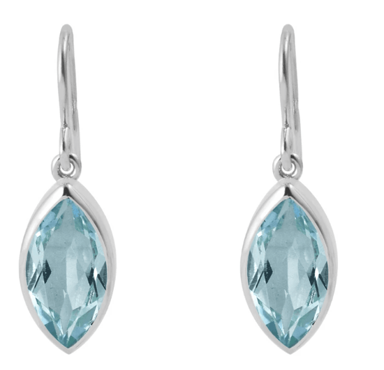 Load image into Gallery viewer, Pomegranate Earrings Marquise Earrings in Blue Topaz Silver
