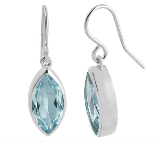 Load image into Gallery viewer, Pomegranate Earrings Marquise Earrings in Blue Topaz Silver
