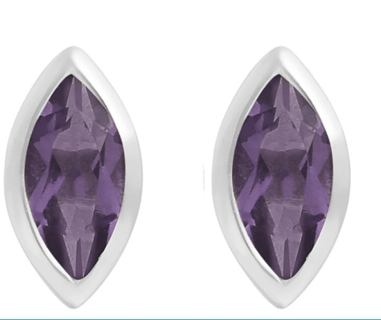 Pomegranate Earrings Marquise Studs Amethyst