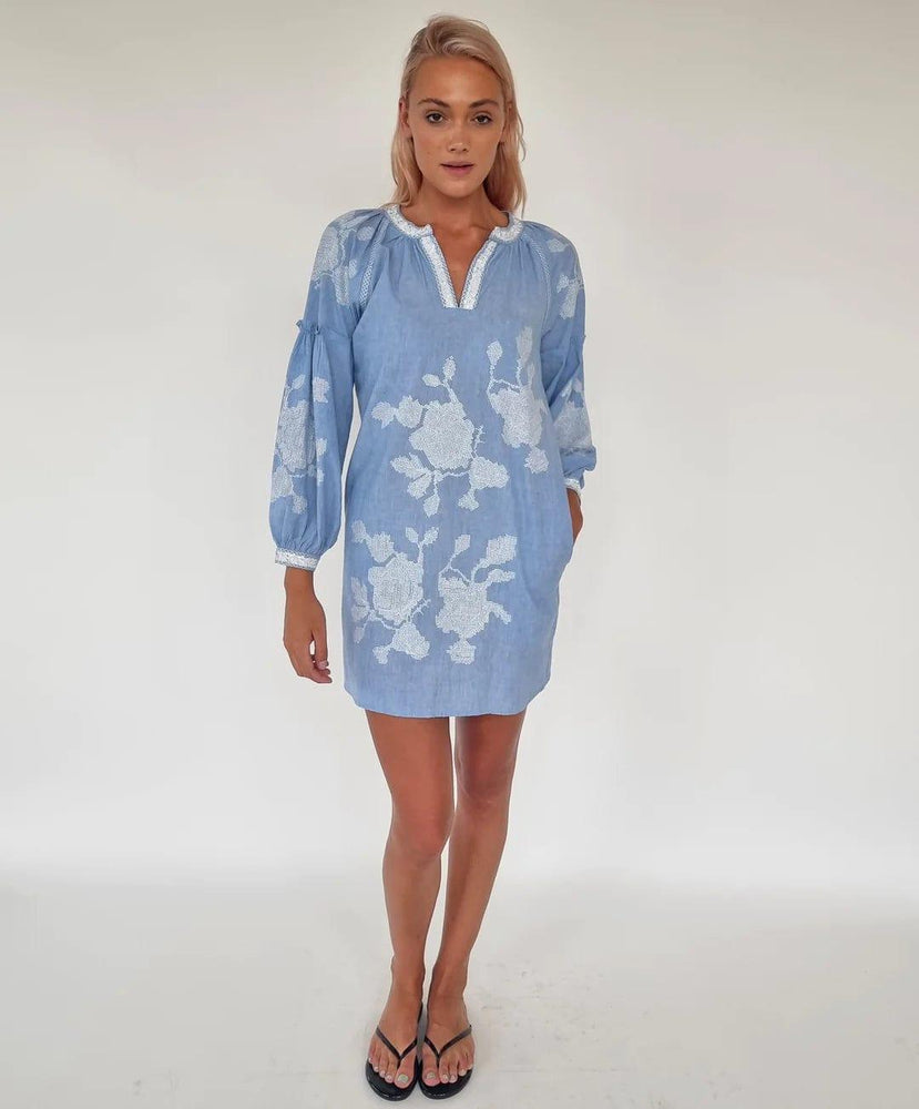 ROSE AND ROSE Dresses Lombard Dress Pale Blue & White