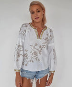 ROSE AND ROSE Tops Lake Top in White & Gold