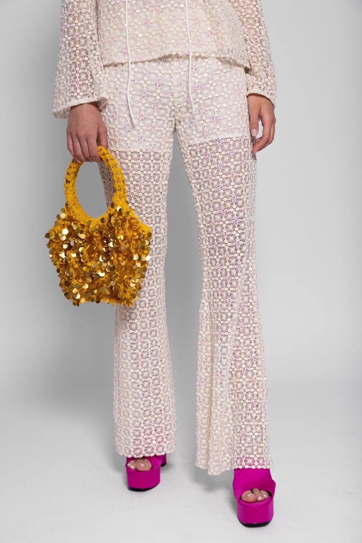 Sundress Trousers Jane Trousers Crochet Sequins Off White