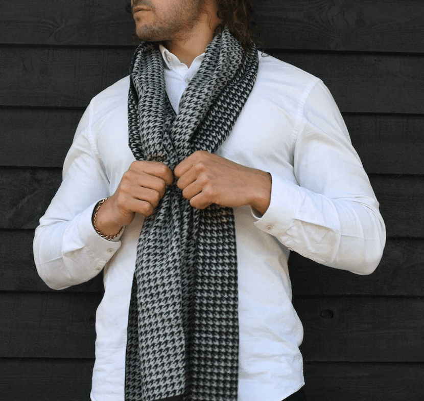 Swole Panda Mens Accessories Black Houndstooth Bamboo Scarf