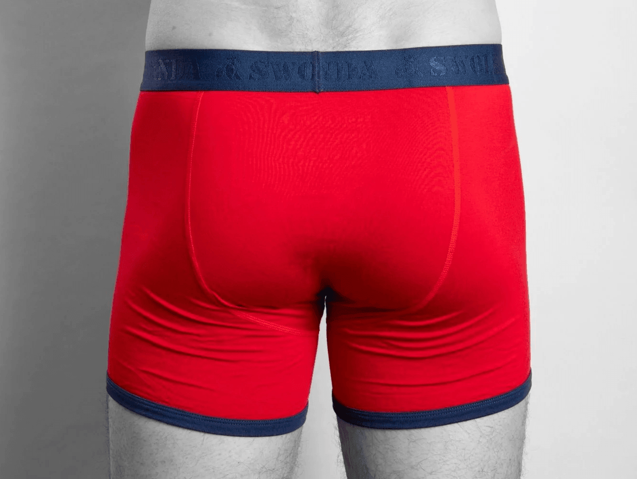 Swole Panda Mens Boxers Red Navy Waistband Bamboo Boxer