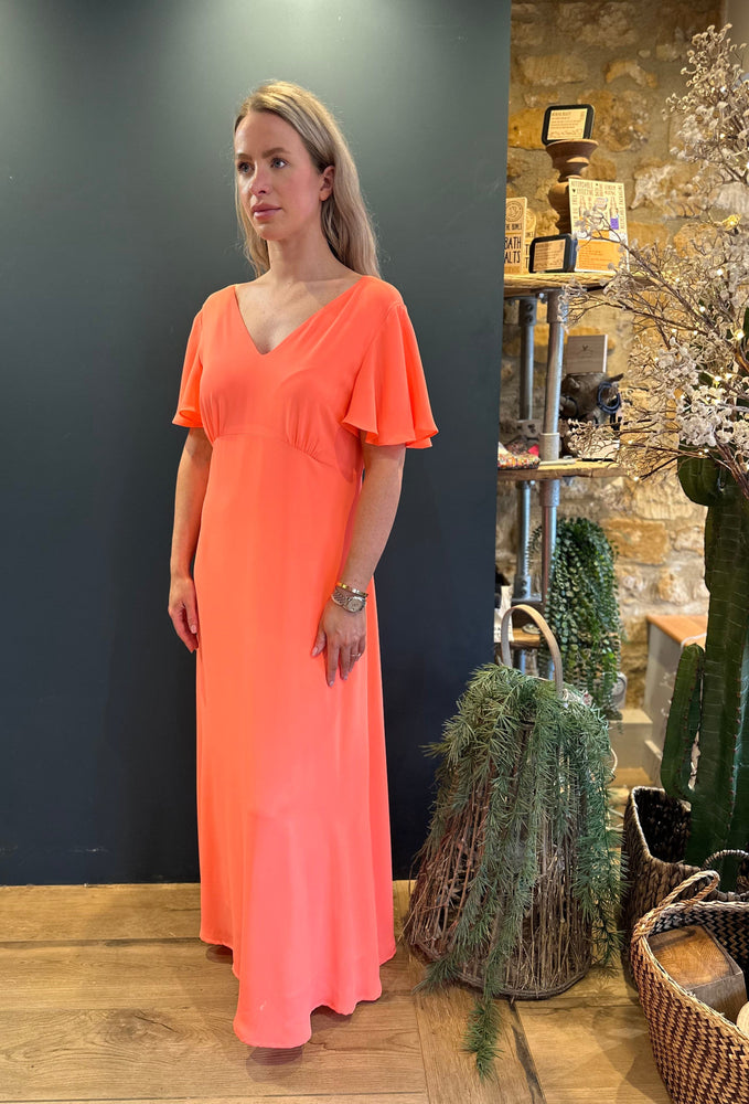 Florence Georgette Dress Fluorescent Orange